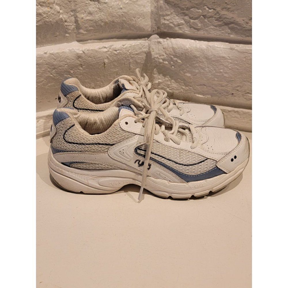 Ryka Women's size 7.5 Training Exertion K24111WWLD White blue Sneakers